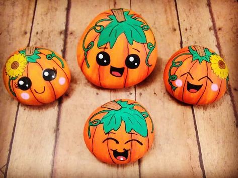 Diy Pumpkins Painting, Garden Rock Art, Diy Rock Art, Stone Art Painting, Halloween Rocks, Painted Rocks Craft, Painted Rocks Diy, Christmas Tree Painting, Rock Painting Ideas Easy