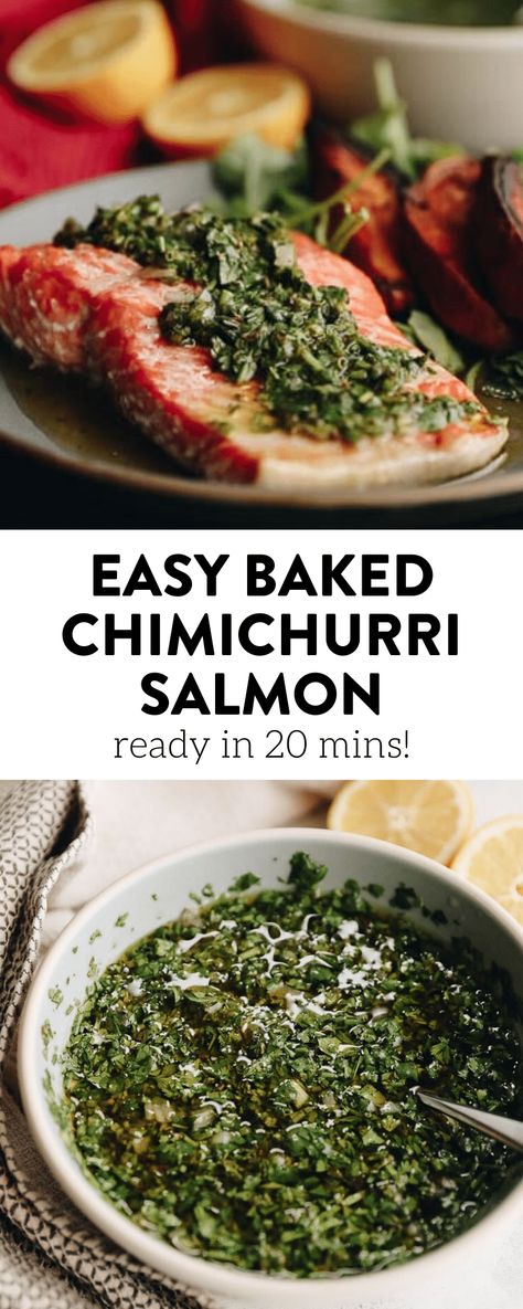 Chimichuri Recipe, Chimichurri Salmon, Fresh Salmon Recipes, Fresh Salmon, Healthy Salmon, Paleo Recipes Easy, Baked Salmon Recipes, Salmon Dishes, Quick Weeknight Meals