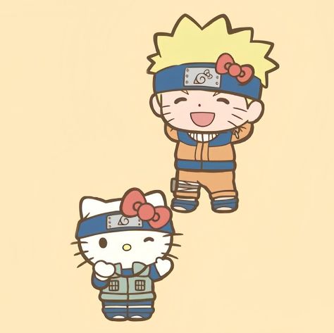 for sanrio x naruto Naruto X Hello Kitty, Naruto Christmas Pfp, Sanrio Naruto, Naruto X Sanrio, Sanrio Pokemon, Naruto Hello Kitty, Baby Naruto, Chibi Naruto, Naruto Pfp