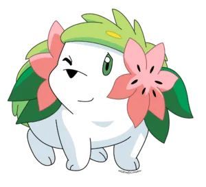 Shaymin is a small, white hedgehog-like cutest Pokemon. In Land Forme, it has green grass-like fur on its back and a pink flower with two leaves on each side of its head, which resembles the Gracidea flower. Several Gracidea-like flowers also appear on its back whenever it feels comfortable, but when it senses an impending danger, it rapidly hides it back. Its legs are short and its underside is plump. Shaymin is the smallest Mythical Pokémon to date. Cutest Pokemon, Green Pokemon, Pokemon Sketch, Mythical Pokemon, Avatar Airbender, Pokemon Characters, Cute Pokemon, Pokemon Art, Pink Flower