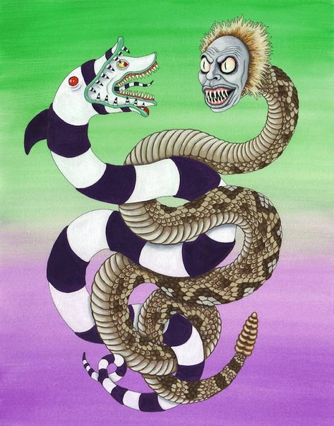 Beetlejuice Snake Tattoo, Beetlejuice Snake, Beetlejuice 1988, Beetlejuice Tattoo, Tim Burton Tattoo, Tim Burton Beetlejuice, Beetlejuice Sandworm, Beetlejuice Movie, Beetlejuice Halloween