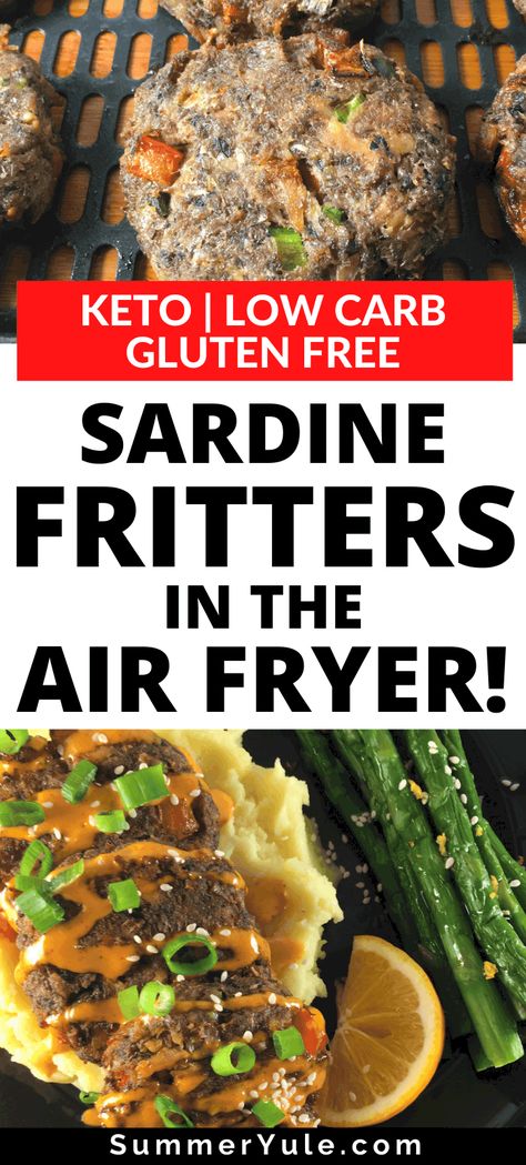 Learn how to make sardine cakes! These sardine fritters are a low-oil healthy version of typical fried sardines. Low carb, keto, gluten-free! Keto Sardine Patties, Low Carb Sardine Recipes, Keto Sardines Recipes, Sardine Fritters Recipe, Sardine Fish Cakes, Air Fryer Sardines, Sardine Recipes Canned Keto, Sardine Omelet, Sardine Challenge