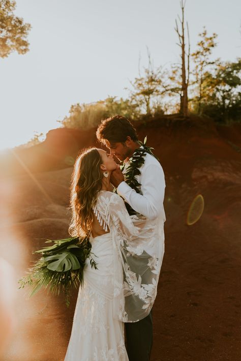 Waimea Canyon Elopement | Hawaii Wedding | Destination Wedding Kauai, Hawaii #wedding #elopement #adventure Tropical Elopement Dress, Hawaii Wedding Dress, Kauai Wedding, Waimea Canyon, Hawaii Elopement, Beach Wedding Photography, Elopement Dress, Gettin Hitched, Hawaii Beach