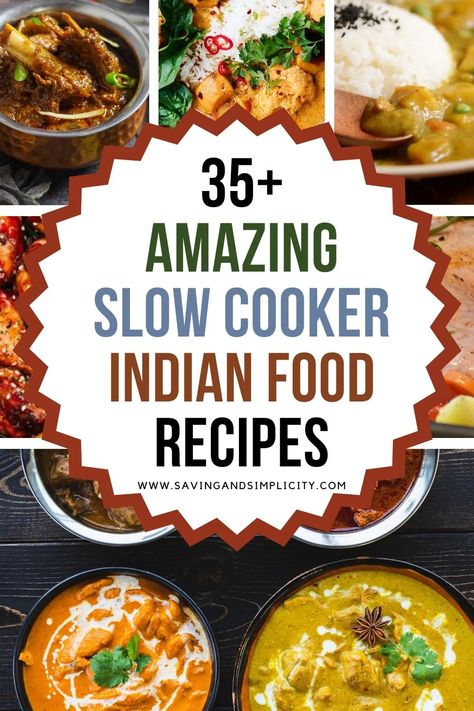 35 Cheap & easy slow cooker Indian recipes. Including crockpot butter chicken, chicken curry, chana masala & more. Easy weeknight dinners. Dump and go meal ideas. Healthy slow cooker recipes perfect for family dinner.  Budget friendly meal ideas. Vegan recipes, vegetarian meal ideas. Over a months worth of busy weeknight dinners to add to your meal plan. Meal ideas perfect for busy moms. Easy Indian Crockpot Recipes, Crockpot Recipes Slow Cooker Vegetarian, Crockpot Chana Masala, Healthy Crockpot Indian Recipes, Crockpot Indian Food, Crockpot Indian Curry, Cheap Indian Recipes, Curry Chicken Recipes Crockpot Easy, Slow Cooker Chana Masala