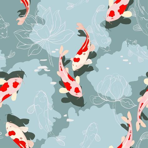 Koi Fish Illustration, Karp Koi, Koi Art, Japanese Fish, Butterfly Wallpaper Backgrounds, Carpe Koi, Fish Illustration, Fish Pattern, Fish Wallpaper