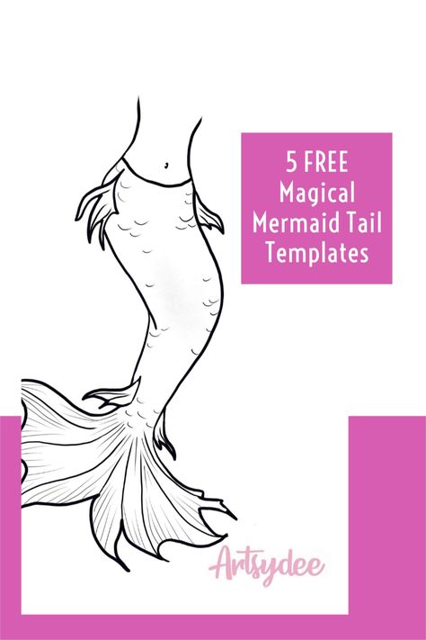 Mermaid Tail Template Free Printable, Mermaid Template Free Printable, Mermaid Tail Template, Free Printable Mermaid, Mermaid Outline, Tissue Paper Craft, Magical Mermaid, Mermaid Drawings, Papercraft Templates