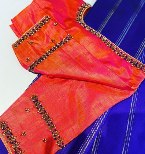 Astah_Boutique_Tirupur on Instagram: "Astah blouses😍 #tirupurbrides#missblouses #bridalblouse #weddingblouses #tailoring…" Aari Picture, Orange Blouse Designs, Half Sleeve Blouse Designs, Green Blouse Designs, Fashionable Saree, Latest Bridal Blouse Designs, Maggam Work Blouse, Blouse Designs Catalogue, Latest Blouse Designs Pattern