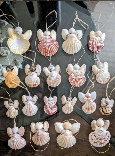 Christmas Seashells, Seashell Angels, Seashells Crafts, Angels Diy, Shell Tree, Seashell Art Diy, Seashell Christmas Ornaments, Beach Themed Crafts, Angels Christmas