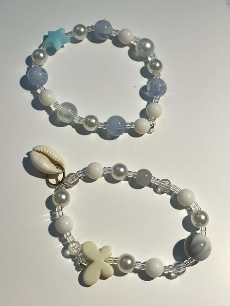 Boyfriend Bead Bracelet, Bsf Matching Bracelets Diy, W2e Bracelets, Mitski Bracelet Ideas, Wave To Earth Bracelet, Matching Bracelets Ideas, Aesthetic Bracelets, Cloud Bracelet, Simple Beaded Bracelets