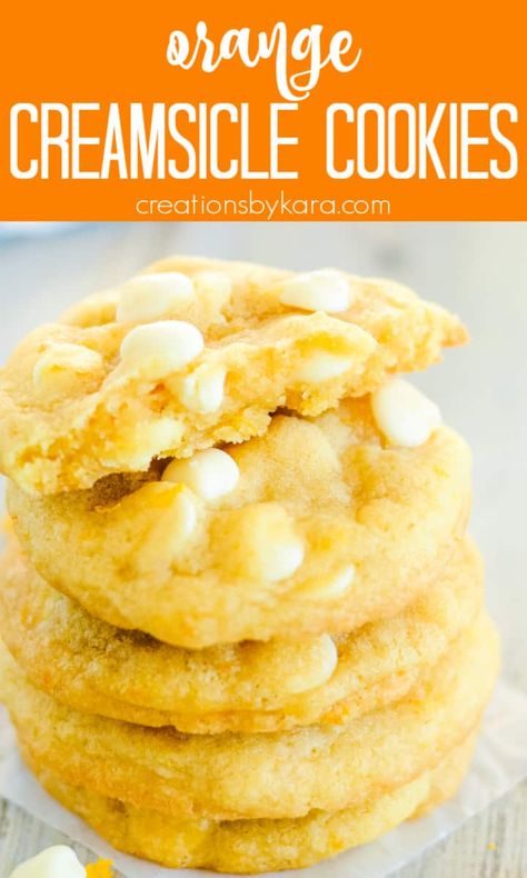 Creamsicle Cookie Recipe, Orange Creamsicle Cookies, Creamsicle Cookies, Orange Cookies, Sprinkle Cookies, Cookie Flavors, No Bake Bars, Orange Creamsicle, Easy Cookie Recipes