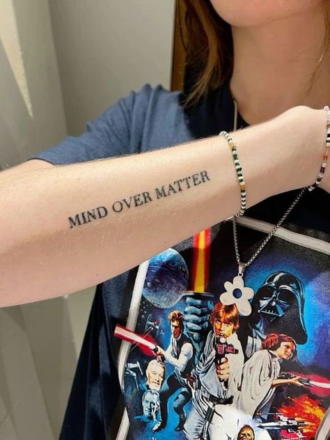 Meaningful Quotes Short Tattoos, Tattoo On Outside Of Forearm, Frank Ocean Quotes Tattoo, Mind Over Matter Tattoo Frank Ocean, 13 Going On 30 Tattoo, No Day But Today Tattoo, I Did It My Way Tattoo, Tattoo Ideas Frank Ocean, You Have No Power Over Me Tattoo