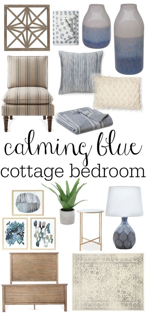 A lovely calming blue cottage bedroom design by Liz Marie Blog Blue Cottage Bedroom, Cottage Bedroom Design, Liz Marie, Liz Marie Blog, Blue Bedroom Decor, Bathroom Farmhouse Style, Blue Cottage, Modern Farmhouse Bathroom, Coastal Bedrooms