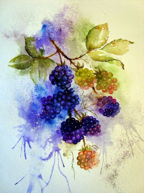 Watercolour Florals: Blackberries Watercolour Florals, Watercolor Fruit, Watercolour Inspiration, Fruit Art, Watercolor Inspiration, 그림 그리기, Botanical Art, Watercolor Illustration, Watercolour Painting