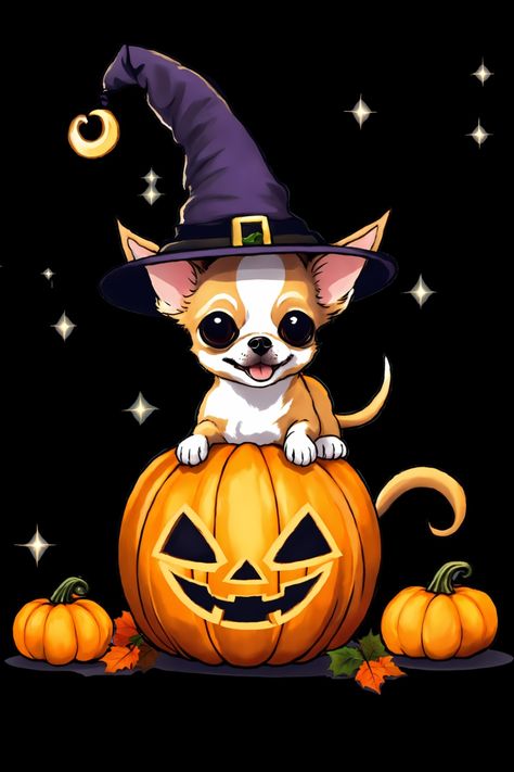 Chihuahua Halloween T-Shirt Create Oc, Pumpkin Cartoon, Cricut Svgs, Halloween Facts, About Halloween, Cute Chihuahua, Black Bat, Halloween Pictures, Halloween Jewelry