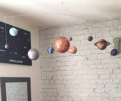 Diy Hanging Solar System, Solar System Room, Decor Planet, Planet Mobile, Solar System Mobile, Solar System For Kids, Solar System Model, Science Room, Solar System Projects