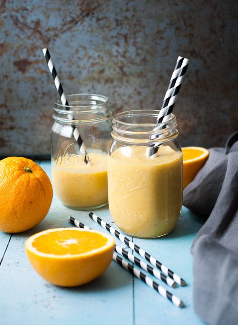 Orange Smoothie – Life is but a Dish Tangerine Smoothie, Oat Milk Smoothie, Sweet Smoothies, Orange Smoothie, Oat Smoothie, Milk Smoothie, Ice Milk, Protein Power, Sweet Guys