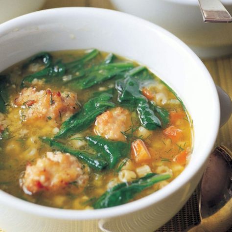 Italian Wedding Soup - Barefoot Contessa Delicious Meatballs, Italian Wedding Soup Recipe, Tasty Meatballs, Ina Garten Recipes, Wedding Soup, One Pot Dinner, Barefoot Contessa, Savory Soups, Soup And Stew