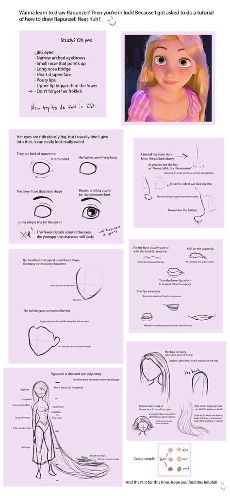 Tutorial: Draw Rapunzel by bealor Disney Style Drawing, Rapunzel Drawing, Disney Eyes, Disney Art Style, Drawing Disney, 동화 삽화, Disney Rapunzel, Disney Sketches, 캐릭터 드로잉