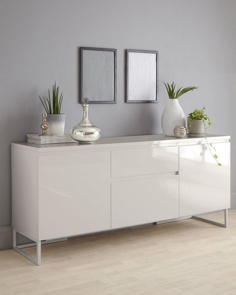 Modern Grey Gloss Sideboard from Danetti White Sideboard Decor, Short Cabinet, Sideboard Decor Dining Room, Modern White Sideboard, Gloss Sideboard, Sideboard Styles, Sideboard White, Sideboard Decor, Best Leather Sofa