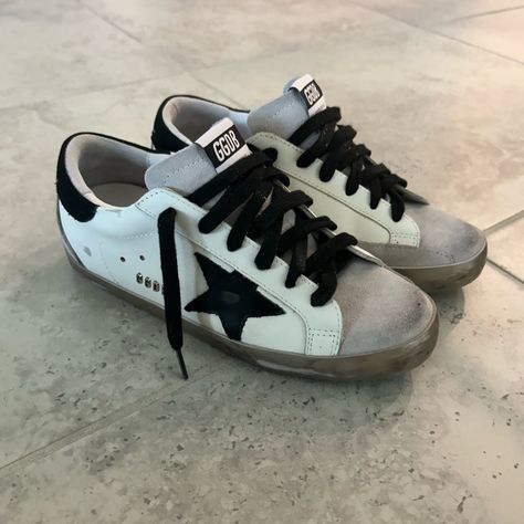 White And Black Golden Goose Sneakers Brand New Black Golden Goose Sneakers, Black Golden Goose, Goose Sneakers, Goose Shoes, Golden Goose Sneakers, Golden Goose Shoes, Sneakers Men Fashion, Sneaker Brands, Golden Goose