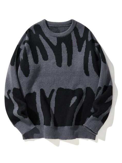 Manfinity EMRG Men Graphic Pattern SweaterI discovered amazing products on SHEIN.com, come check them out! Sweat Noir, Pull Gris, Stylish Letters, Jacquard Sweater, Pattern Sweater, 로고 디자인, Inspiration Mode, Pullover Men, Knitted Pullover Sweaters