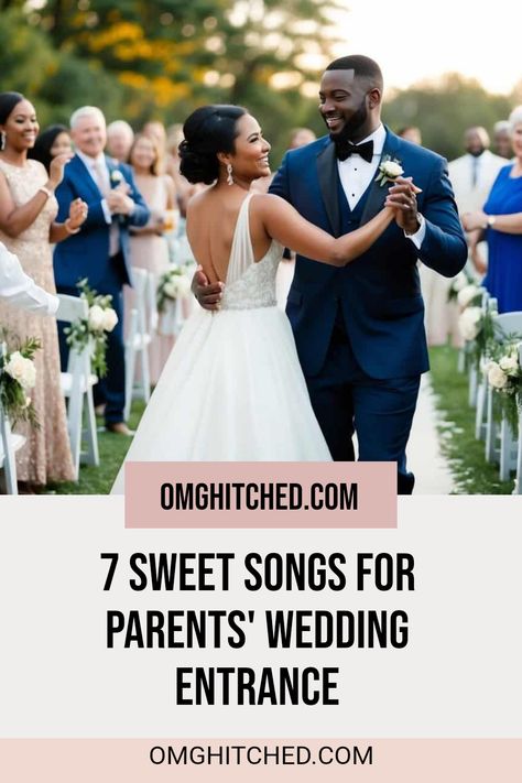 Planning a wedding? Don’t miss these 7 sweet songs perfect for parents' entrance! These heartwarming tunes will surely bring smiles and maybe some happy tears. Imagine a lovely moment as the parents are celebrated with beautiful music like 'Unforgettable' by Nat King Cole. It makes their entrance stand out even more! Add a personal touch to your wedding day with these special songs. Trust me; your friends and family will feel the emotions, creating unforgettable memories! Save this pin for ideas you'll love! Songs About Family, Bride Entrance Songs, Processional Wedding Songs, Wedding Entrance Songs, Processional Songs, Sweet Songs, Wedding Processional, Entrance Songs, Wedding Plaques