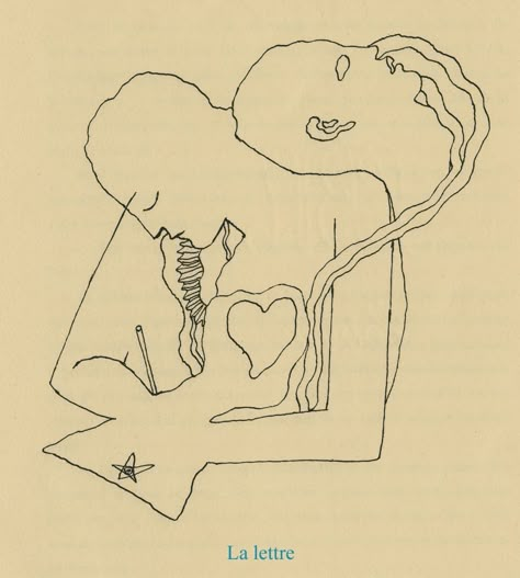 The letter Jean Cocteau, Black And White, White, Black