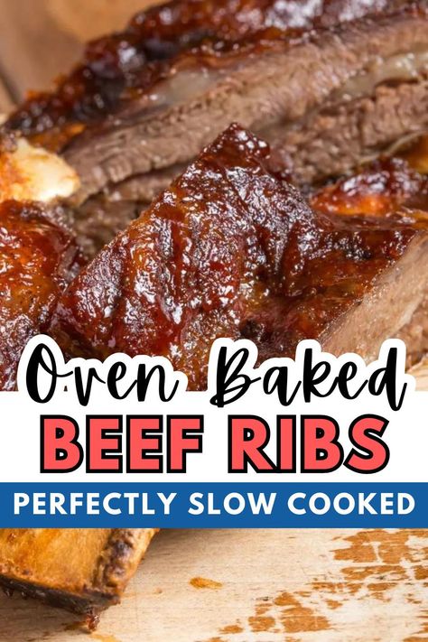 Country style oven baked beef ribs are an easy way to get tender, juicy and fall-off-the-bone ribs in this simple way recipe straight out the oven. Find out how to cook oven baked ribs for perfectly slow cooked beef ribs, an easy family lunch and dinner recipe or addition to your super bowl party food, football party food & tailgating recipes. Beef Rib Recipe, Beef Ribs In Oven, Beef Short Ribs Oven, Beef Ribs In The Oven, Grill Favorites, Oven Baked Beef Ribs, Short Rib Recipes Oven, Baked Beef Ribs, Ribs Recipe Oven