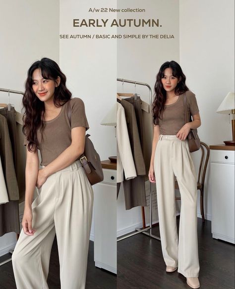 Korean Office Outfit Plus Size, Korean Classic Outfits For Women, Korean Slacks Outfit, Slacks Korean Outfit, Simple Elegant Korean Outfit, Class Fits, Corporate Girly, Work Ootd, Conservative Outfits