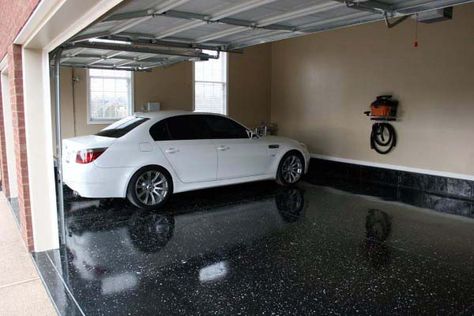 Black Epoxy Paint Garage Flooring Ideas Garage Paint Colors, Garage Flooring Options, Garage Paint, Garage Boden, Garage Floor Paint, Garage Floor Coatings, Garage Renovation, Garage Floor Epoxy, Garage Remodel