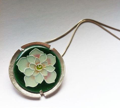 Lotus flower - enamel and silver pendant by Amanda Lloyd Cloisonne Enamel Jewelry, Cloisonne Jewelry, Georgian Jewelry, Metalsmithing Jewelry, Enamel Necklaces, Art Nouveau Jewelry, Jewelry Techniques, Cloisonne Enamel, Jewelry Images