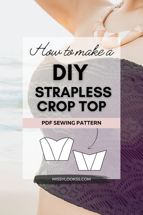 Diy Crop Top Pattern, Crop Top Sewing Pattern, Sewing Tutorials Bags, Diy Crop Top, Easy Diy Clothes, Diy Fashion Projects, Crop Top Pattern, Creative Sewing, Diy Tops