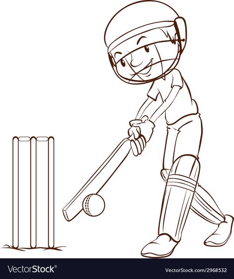 Cricket Drawing Easy, Cricket Doodle, Cricket Sketch, Cricket Drawing, Cricket Vector, Sketch Of Man, Cricket Cards, Class Artwork, Playing Cricket