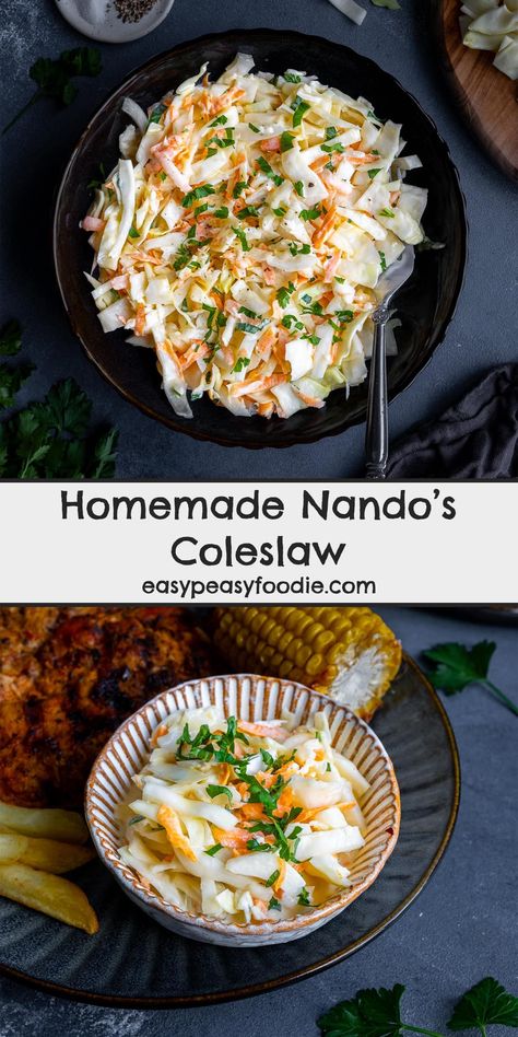 Love the creamy coleslaw you get at Nando’s? Now you can make it at home with this easy peasy Nando’s fakeaway version! This creamy coleslaw is utterly delicious and super simple to make. #coleslaw #creamycoleslaw #nandoscoleslaw #nandos #homemadenandos #nandosfakeaway #fakeaway #makeahead #under30minutes #under500calories #easyentertaining #easymidweekmeals #easymeals #midweekmeals #easyrecipes #easydinners #dinnertonight #dinnertonite #familydinners #familyfood #easypeasyfoodie Make Coleslaw, Vegetarian Bbq, Pan Fried Salmon, Creamy Coleslaw, Fried Salmon, Summer Meals, Midweek Meals, Coleslaw Recipe, Winter 23