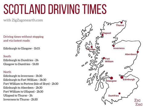 Map Towns Scotland Driving Times Scotland Travel Itinerary, Scotland Road Trip Map, Nc500 Scotland, Scotland Roadtrip, Scotland Holiday, Edinburgh Scotland Travel, Scotland Itinerary, Road Trip Uk, Map Of Scotland