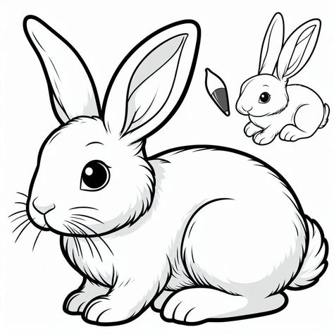 Lop Bunny Drawing, Rabbit Sketch Simple, Black And White Bunny Drawing, Rabbit Outline Drawing, Bunny Rabbit Coloring Page, Cute Dog Cartoon, Create And Craft, Quilling Designs, Cartoon Dog