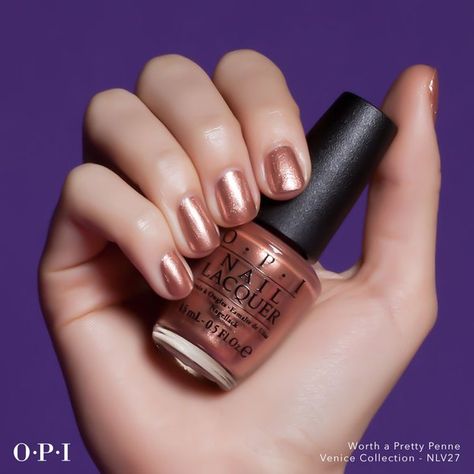 Rose Gold Nails Acrylic, Rose Gold Nail Polish, Fall Nail Polish, Nail Polish Colors Fall, Gold Nail Polish, Rose Gold Nails, Opi Nail Lacquer, Opi Nail Polish, Colorful Nail Designs