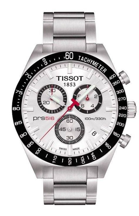 @tissot  Watch PRS516 Quartz Chronograph #360-image-yes #bezel-fixed #bracelet-strap-steel #brand-tissot #case-depth-11-34mm #case-material-steel #case-width-42mm #delivery-timescale-7-10-days #dial-colour-silver #gender-mens #luxury #movement-quartz-battery #official-stockist-for-tissot-watches #packaging-tissot-watch-packaging #style-sports #subcat-prs200-prs330-prs516 #supplier-model-no-t0444172103100 #warranty-tissot-official-2-year-guarantee #water-resistant-100m Racing Watch, Tissot T Race, Tissot Mens Watch, Tissot Watches, Pilot Watch, Man Style, Jewelry Rings Diamond, Patek Philippe, Sport Watches