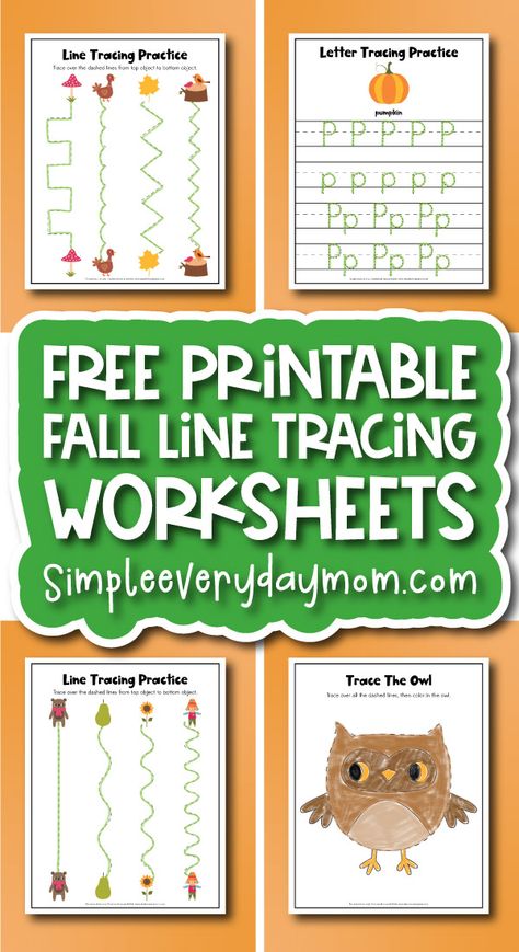 Fall Preschool Activities Free Printable, Fall Tracing Worksheets, November Preschool Themes, October Preschool Themes, Fall Preschool Worksheets, Writing Center Preschool, October Preschool, Prewriting Worksheets, Preschool Worksheets Free Printables