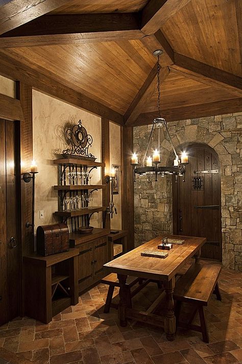 Craftsman Wine Cellar - Found on Zillow Digs. What do you think? Dnd Room Ideas, Medieval Interior, Dnd Room, Medieval Home Decor, Tuscan Bathroom, Casa Hobbit, Medieval Decor, Fantasy Rooms, Cellar Design