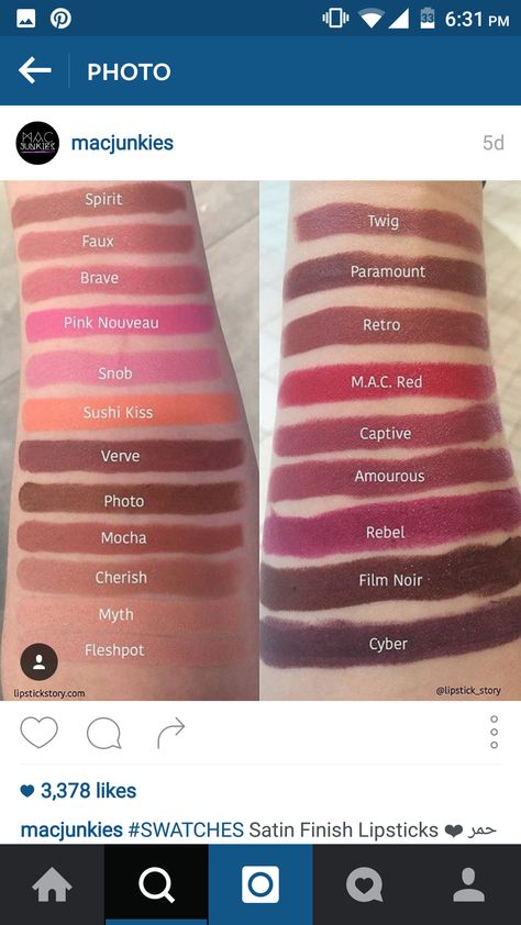 #lip #swatch #MAC Mac Satin Lipstick, Mac Lipstick Swatches, Mac Brushes, Mac Lips, Creamy Lipstick, Lip Swatches, Satin Lipstick, Lipstick Swatches, Makeup Swatches