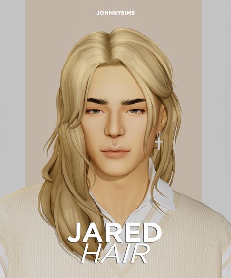 JohnnySims : Jared Hair Info: Base Game Compatible 2 versions... Johnnysims Hair Cc, Johnnysims Hair, Sims 4 Long Male Hair, Sims 4 Hair Male, Sims 4 Cas Mods, Cc Hair, Sims Packs, Pelo Sims, Sims 4 Mm Cc