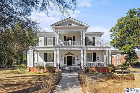 1904 Colonial Revival house in Cheraw, South Carolina Colonial Revival Interior, Colonial Revival Home, Colonial Revival House, Pine Flooring, Heart Pine Flooring, Heart Pine, Colonial Revival, Custom Woodworking, Home Exteriors