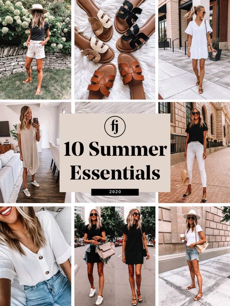 The Top 10 Summer Essentials All Women Need | Fashion Jackson Travel Outfit Shorts, Essential Summer Wardrobe Pieces, Summer Essentials Clothes, Essential Clothes, Essentials Clothes, Veja V10, Affordable Summer Dresses, Airport Travel Outfits, Amazon Items