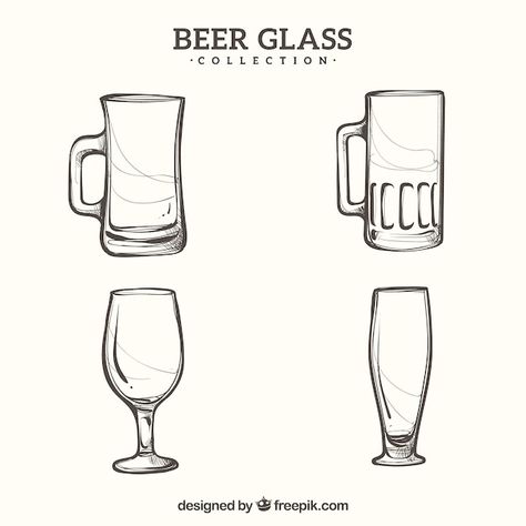 Beer Glass Tattoo, Beer Glass Drawing, Drinks Drawing, Beer Illustration, Beer Graphic, Drawing Guides, Mug Collection, Graphic Design Lessons, Glass Mug