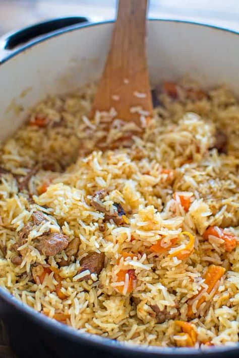 This is a classic recipe for a loved-by-everyone Uzbek Plov, also called Pilaf. My simple photo instruction will help you cook it to perfection. ❤ COOKTORIA.COM Lamb Pilaf, Cultural Recipes, Pilaf Recipes, Food Favorites, Simple Photo, Lamb Recipes, European Food, Russian Recipes, Middle Eastern Recipes