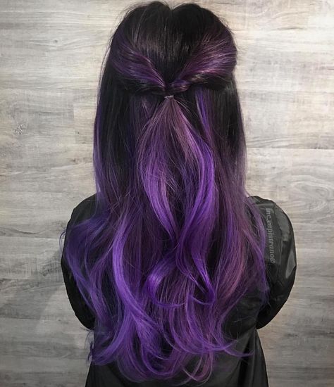 Under Purple Hair, Black Ombre Hair, Diy Ombre Hair, Brown Ombre Hair Color, Dark Ombre Hair, Black Hair Ombre, Honey Blond, Dark Ombre, Blond Ombre