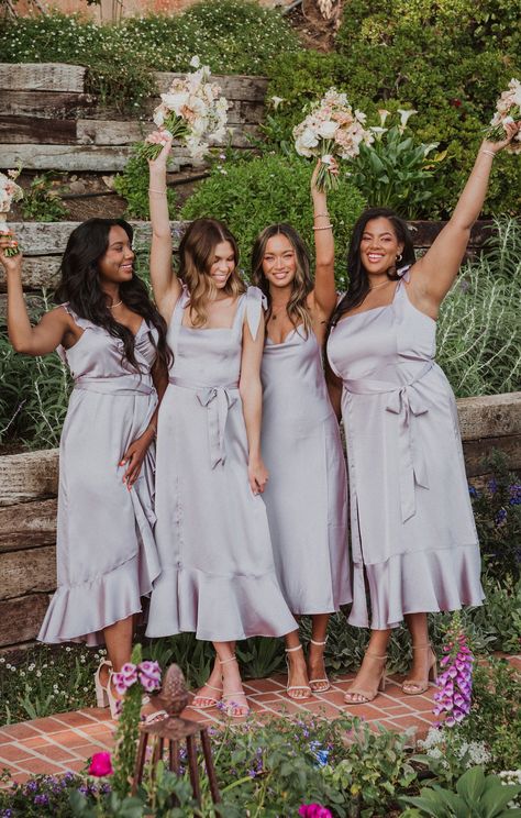 Bridesmaid Fabric Swatch ~ Dusty Purple Luxe Satin – Show Me Your Mumu Dusty Purple Bridesmaid Dresses, Light Purple Bridesmaid Dresses, Lilac Bridesmaid, Lavender Bridesmaid, Purple Bridesmaid Dress, Lavender Bridesmaid Dresses, Tea Length Bridesmaid Dresses, Lilac Bridesmaid Dresses, Maternity Bridesmaid Dresses