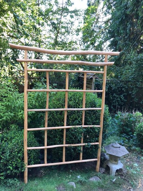 MGP teak wood zen style Japanese wood trellis creat a great garden theme Japanese Trellis, Oak Barrel Furniture, Themed Garden, Japanese Garden Landscape, Wood Trellis, Diy Garden Trellis, Trellis Panels, Asian Garden, Barrel Furniture