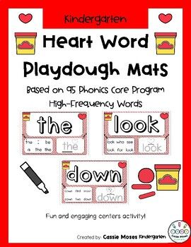 Kindergarten Heart Word Playdough Mats Based on 95 Phonics Core Program High-Frequency Words.  Fun and engaging centers activity. Heart Words Kindergarten, Core Program, Intervention Teacher, Kindergarten Phonics, Decoding Words, Red Words, Playdough Mats, Heart Words, Phonics Kindergarten